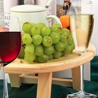Table de pique-nique pliable, Table en bois avec support de verre à vin, Portable, pour le vin et le Champagne, nouvelle collection
