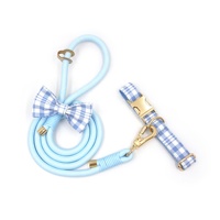 Tiktok 2025 Top 10 Produit Tendance Vente Chaude Nouveau Motif À Carreaux Collier De Chien Ensemble Polyester Corde Chien Laisse Classique Chien Noeud Papillon