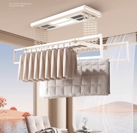 Séchoir à linge électronique intelligent pliable avec chauffage, double éclairage LED, quatre ventilateurs et commande vocale pour cuisine et balcon