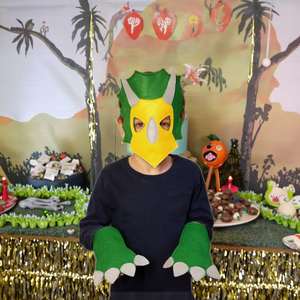 Masque et queues de dinosaure en feutre de laine faits à la main - Amusant, durable, éducatif, pour les enfants de 5 à 7 ans, unisexe, excellente idée <span class=keywords><strong>cadeau</strong></span> - Product Image 2