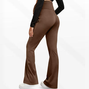 Pantalons de yoga de maternité à toucher doux, <span class=keywords><strong>ceinture</strong></span> de soutien croisée pour le ventre, taille haute, slim, évasé, leggings de <span class=keywords><strong>grossesse</strong></span> européens et américains, 90% - Product Image 3