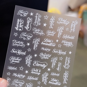 Pegatinas de Uñas con <span class=keywords><strong>Letras</strong></span> en Blanco y Negro, Calcomanías Elegantes Estilo Tatuaje, Finas y Duraderas, Suministros para Arte de Uñas DIY, Venta al Por Mayor, Personalizadas - Product Image 2