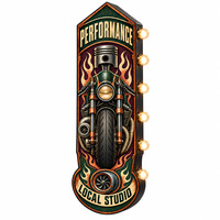 Enseigne lumineuse LED vintage en métal pour garage moto, atelier de motard, ou man cave - Décoration murale