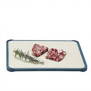 Food Grade Eco-Friendly <b>Plastic</b> Non-slip Easy Clean PP Chopping Serving Blocks 2 1 Double Sided Stainless Steel Cutting Board - Product Image 1