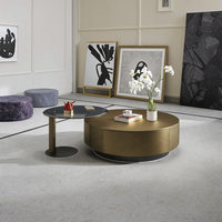 Table basse ronde de ferme italienne moderne rangement en métal doré matériaux en bois pour salon meubles de maison verre matériel