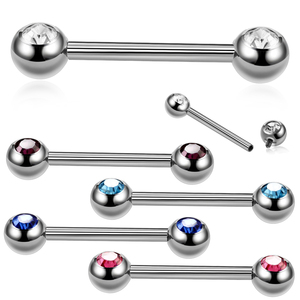 G23 de cristal de titanio de Gema anillo de lengua Piercings internamente roscado Sexy Mamilo Piercings lengua barra Piercings joyería de las mujeres - Product Image 1