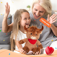 Vente en gros de Vache des Highlands avec battement de coeur Animaux en peluche enregistrables Enregistreur de messages doux Cadeaux en peluche douce
