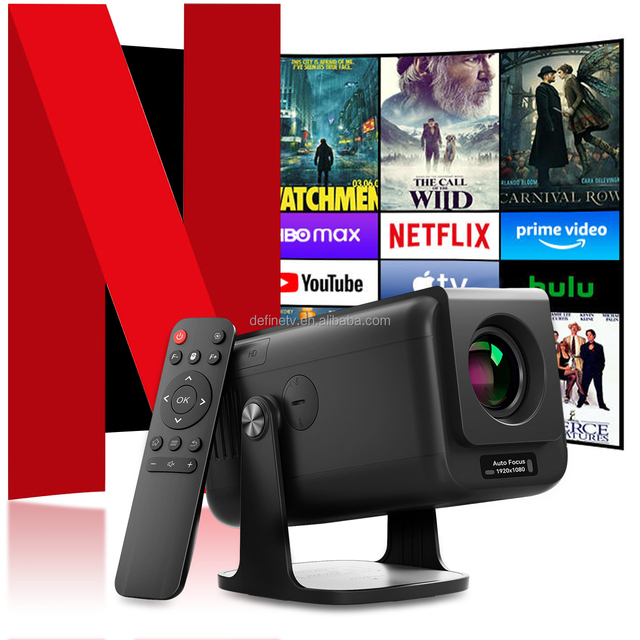 Portable Smart Android Video Projector 1080P 4K 300 ANSI LCD Android 13 WIFI6 3D Home Movie Short Throw Built-In Speakers HIFI