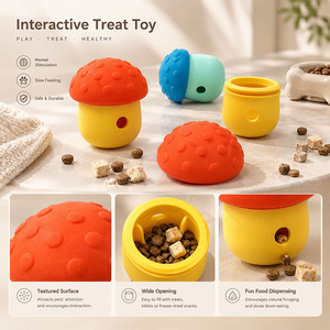 Jouet personnalisé pour chien en forme de champignon, distributeur de friandises en silicone, puzzle interactif, distributeur de nourriture à libération lente, jeu d'enrichissement et d'entraînement à mâcher pour animaux de compagnie - Product Image 2