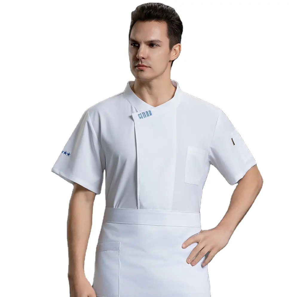Restaurant & Bar Cafeteria-Uniform neue Küchenchef-Jacken-Designs kurze Ärmel Küchenchefjacke Herren
