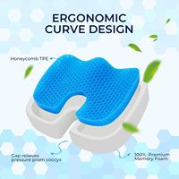 Coussins respirants en mousse à mémoire de forme pour soulager la douleur sciatique et coussin d'assise et oreiller en gel en forme de U pour personnes en surpoids