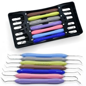 7 unids/set de instrumentos de llenado compuesto de resina Dental con caja de autoclave Kits de restauración estética con mango de silicona - Product Image 1