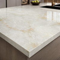 Harga Pabrik Ubin Marmer Keramik Batu Buatan Putih Panel Dinding Mengkilap Latar Belakang Slab Batu Sinter