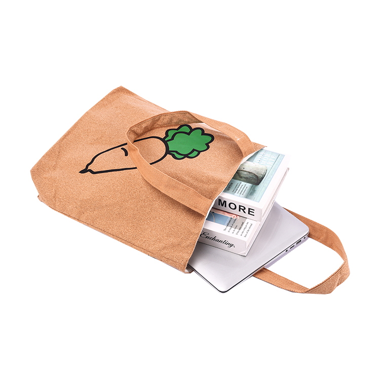 Women's High Quality Brown Cartoon Beach Washable Cork Leather Tote Shopping Bag with Eco-Friendly Shoulder Strap
