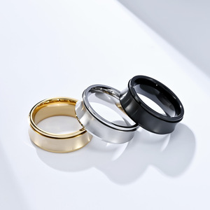 Minimalist Concave <b>Titanium</b> Steel <b>Ring</b> For Men Gold Color Geometric Design Gift Jewelry - Product Image 2