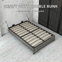 Lit superposé en métal robuste double sur double avec escalier réglable, garde-corps de sécurité et rangement pour usage hôtelier