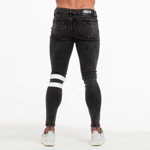 Jeans Skinny da <span class=keywords><strong>Uomo</strong></span> Super Elasticizzati con Nastro Bianco, <span class=keywords><strong>Pantaloni</strong></span> in Denim Elasticizzato Skinny Danneggiati e Strappati - Product Image 6