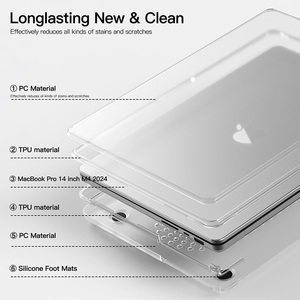 Pour Mac Book Pro 14 <span class=keywords><strong>2021</strong></span>/2023/2024/2025/2026, coque de protection pour ordinateur portable en TPU transparent givré anti-rayures universelle - Product Image 4