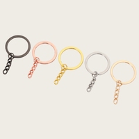 30 Customizable Round Flat Key Rings Plus 4 Chain Color Retaining Plating Aperture Bag Toy Accessories Manufacturers Wholesale