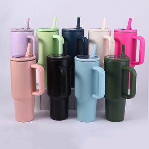 Novo 40 oz aço inoxidável de paredes duplas isolado viagem caneca com palha dobrável e garrafa de água à prova de derramamento - Product Image 2