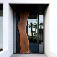 Porte en bois et aluminium sculptée en 3D moderne pour entrée de villa avec motif personnalisé