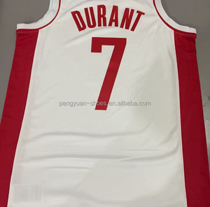 Ready to Ship Houston Kevin Durant Red Jersey basket kualitas terbaik - Product Image 4
