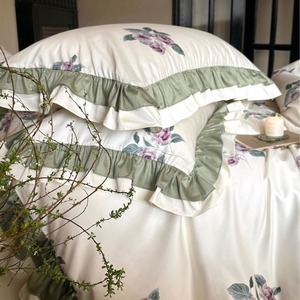 Juego de Ropa de Cama de Algodón de Fibra Larga 100% Algodón Estilo Francés, con Volantes Florales, Funda de Edredón, Fundas de Almohada y Sábanas para Uso Doméstico - Product Image 4
