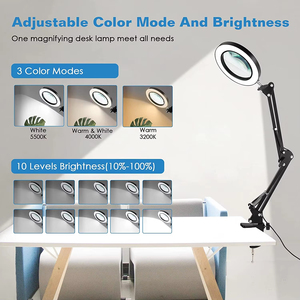 Lámpara de Mesa con Pinza LED 2 en 1 con Lupa 10X, 3 Modos de Color Flexibles, 10 Niveles de Brillo, Cuidado de la Vista para Lectura y Reparación - Product Image 4