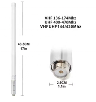 Antenne de base extérieure étanche en fibre de verre double bande VHF UHF 144/430 MHz avec support de montage et kit de plan de terre pour radio bidirectionnelle