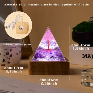 Lámpara de Noche de Resina con Piedras de Cristal Hechas a Mano al por Mayor para Adorno del Hogar y Regalo Espiritual - Product Image 2
