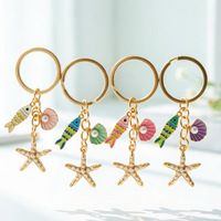 2026 Ensemble d'accessoires en alliage sur le thème de l'océan (petits poissons, étoiles de mer, coquillages) style vacances : pendentif de sac à dos, breloque de téléphone, porte-clés