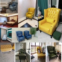 Chaise de salle à manger en cuir coloré, dossier haut, moderne, matelassé, en bois coloré