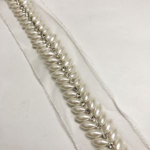 Halslijn Kraag Decoratieve Kralen Netto Kanten Rand Met Steentjes Lt2471b - Product Image 3