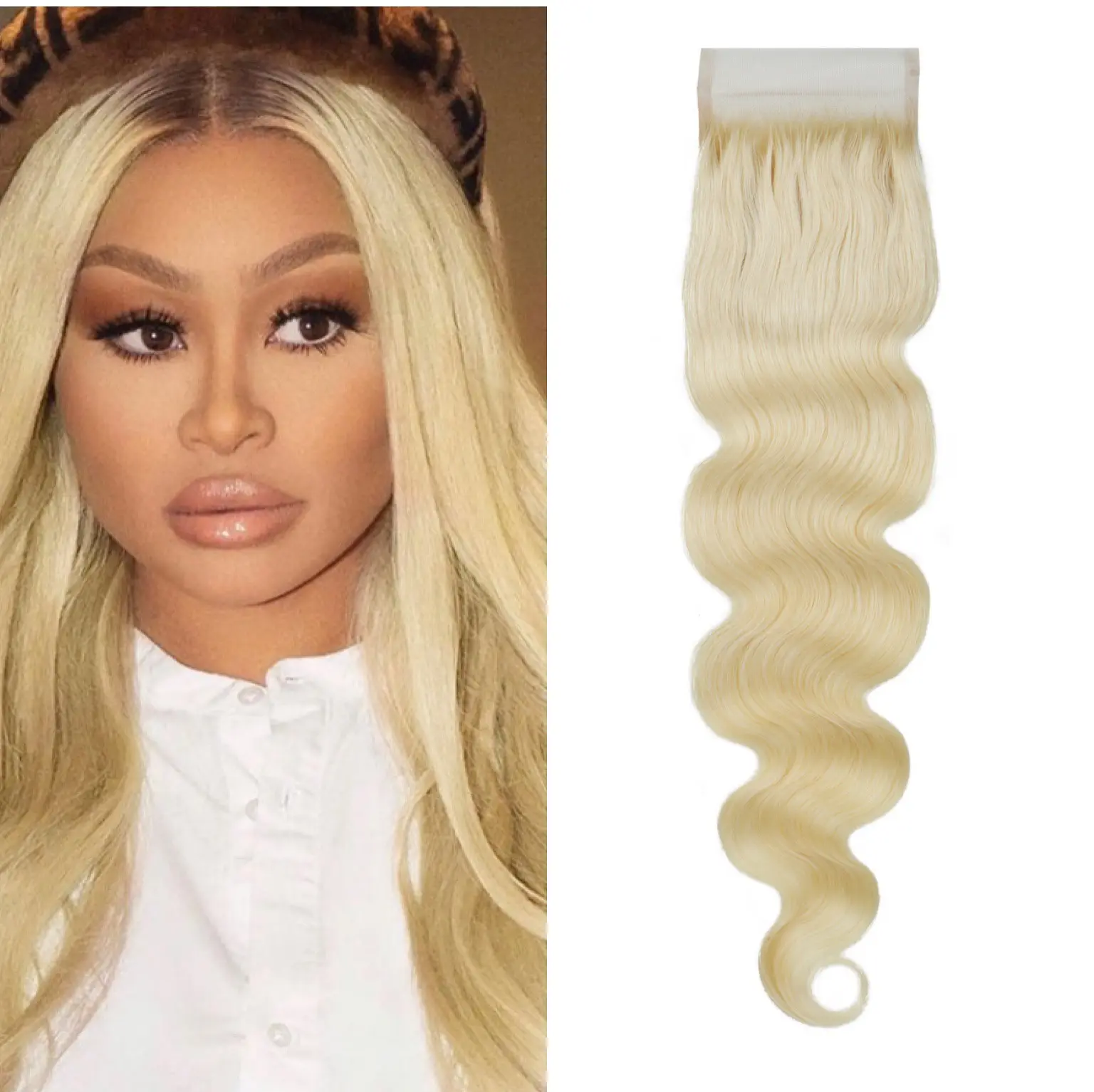 Perruque lace frontal closure européenne 5x5, blond miel 613, 10-22 pouces