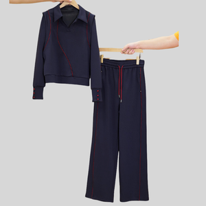 Tute sportive da <span class=keywords><strong>donna</strong></span> Polo a maniche lunghe e pantaloni lunghi vestiti a maglia Outdoor <span class=keywords><strong>abbigliamento</strong></span> <span class=keywords><strong>giovanile</strong></span> produttori di <span class=keywords><strong>abbigliamento</strong></span> - Product Image 2