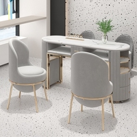 Vente flash - Mobilier de salon de manucure moderne et luxueux - Ensemble table et chaises avec métal, velours PU, personnalisable