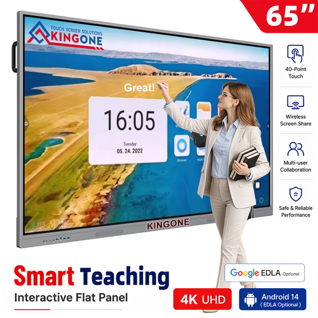 KINGONE 65 Inch Interactive Smart Flat Panel LED Touch Screen Interactive Whiteboard for Classroom Teaching and Training