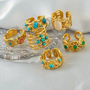 Anillo de Moda para Mujer, Diseño Geométrico Simple y Elegante, de Acero Inoxidable, con Piedra Natural, Estilo Abierto, Personalizado de Fábrica - Product Image 3