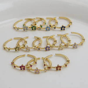 Vente chaude Vintage 18K Bague En Laiton Coloré Cubique Zircone Décembre Pierre De Naissance Fleur Anneaux Ouverture Réglable Bagues - Product Image 3