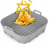 Accessoires pour friteuse à air : Panier en silicone réutilisable de qualité alimentaire, carré, antiadhésif, pour friteuse à air et four, idéal pour la cuisson.