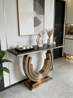 Console de Luxe Moderne et Minimaliste pour Entrée de Villa, Longue et Étroite, en Acier Inoxydable avec Plateau en Pierre, Multifonctionnelle, Garantie 2 Ans