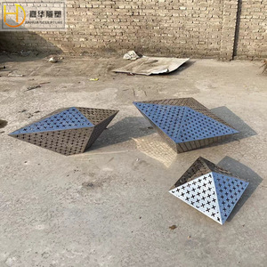 Jiahua Stainless Steel Faceted Hollow <b>Stone</b> Geometric Outdoor Floor Mount Sculpture - Product Image 1