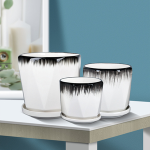 Macetas <span class=keywords><strong>de</strong></span> Cerámica Redondas Vintage Retro con Diseño Geométrico Africano para Plantas, Decoración del Hogar - Product Image 2