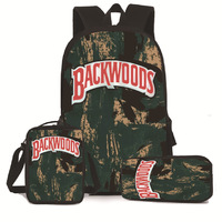 En stock, sacs d'école imperméables grande capacité, ensemble 3 en 1, sac à dos de voyage pour hommes Backwoods Cookie RAW, ensemble de sacs à dos pour ordinateur portable et livres