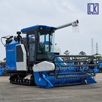 Nouvelle Moissonneuse-batteuse agricole autotractée à chenilles chinoise, à alimentation complète, 4 rangs, pour maïs, blé et riz, 75KW 99KW, large portée