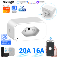 SIXWGH, salida WiFi inteligente directa de fábrica, Monitor de energía 20A, Control de voz Alexa/Google, Material ABS brasileño 120V 16A, sincronización