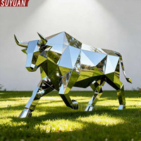 Escultura de Toro de Acero Inoxidable para Decoración de Jardín, Arte Geométrico Tallado, Color Personalizado, Tamaños Personalizados, Superventas