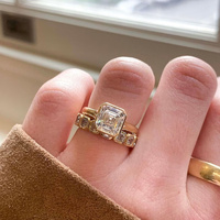 Bague de mariage en moissanite taille Asscher en gros, en or massif 10K 14K 18K ou argent 925, sertie clos en clos, pour femme