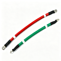 Câble de batterie rouge-vert personnalisé avec fil de cuivre étamé et borne à anneau pour stockage d'énergie, connexion d'onduleur