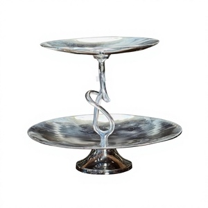 Support à gâteaux en métal de haute qualité, décoratif, à 2 étages, de forme ronde, pour gâteaux d'anniversaire et de Noël - Product Image 1